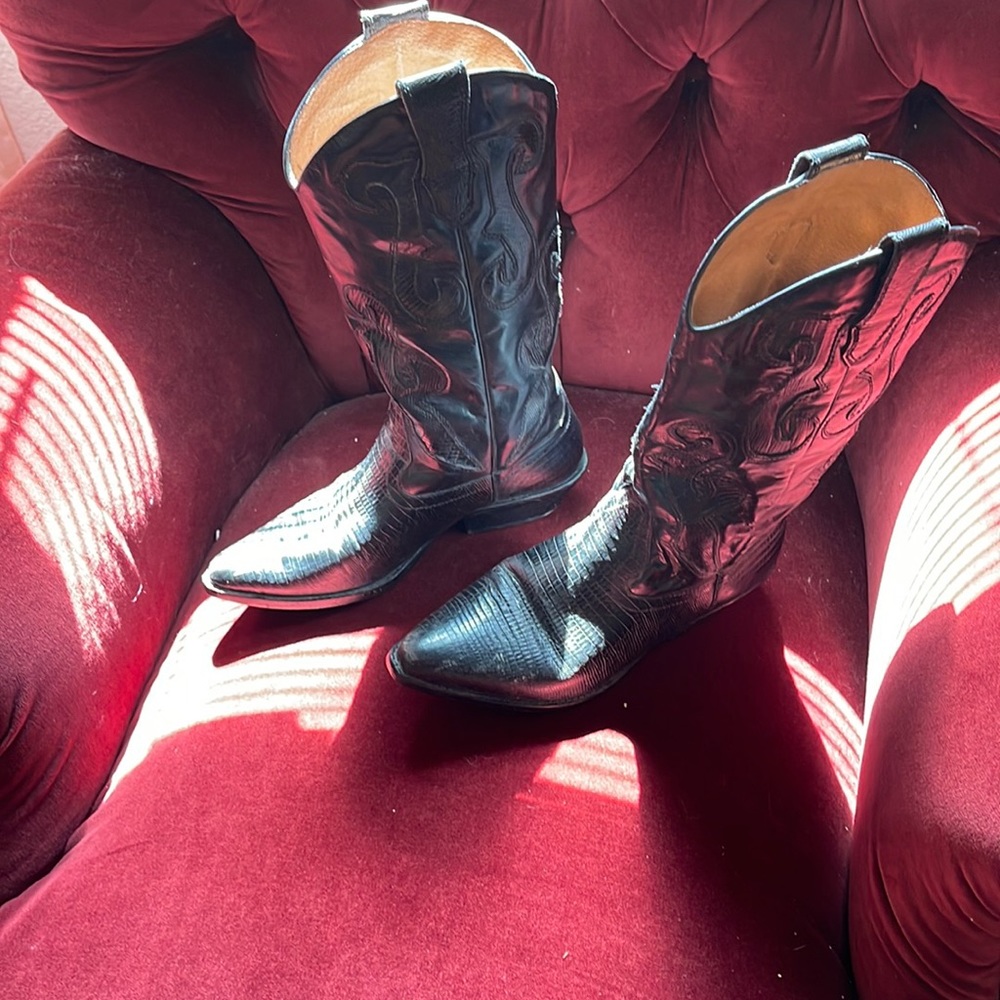 Nine West | Black Leather Cowboy Boots size 5 1/2 M